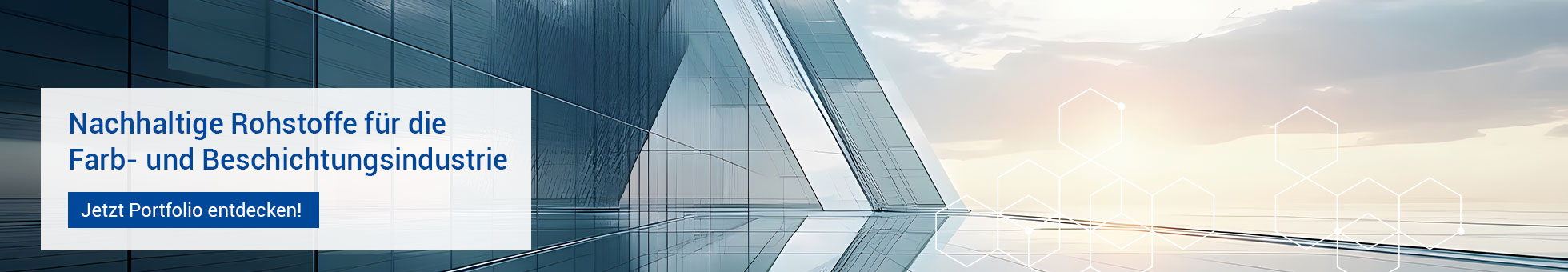 Header der Coatings Branchensite Moderne Glas- und Fassadenarchitektur bei Sonnenaufgang – symbolisiert innovative und nachhaltige Lösungen für die Lack- und Beschichtungsindustrie